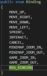 Bindings enum