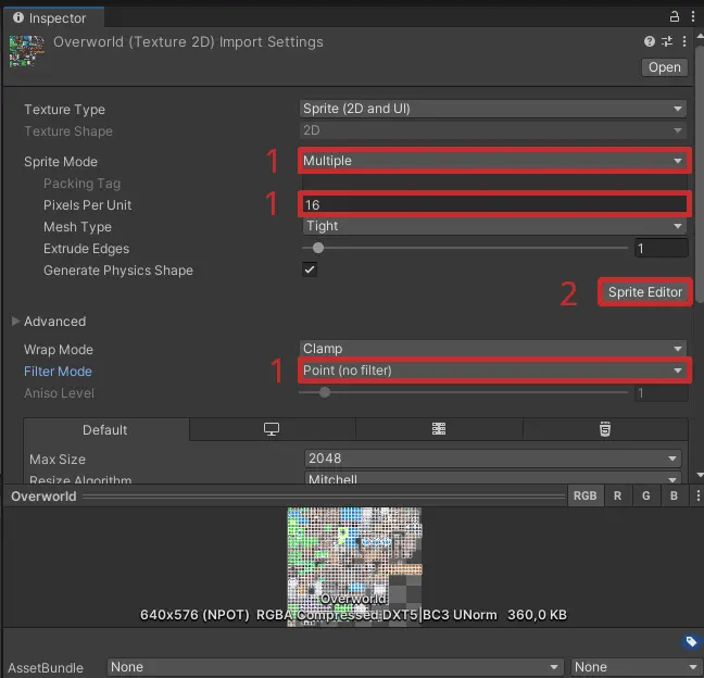 configure tileset
