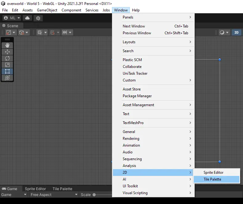 open tile palette