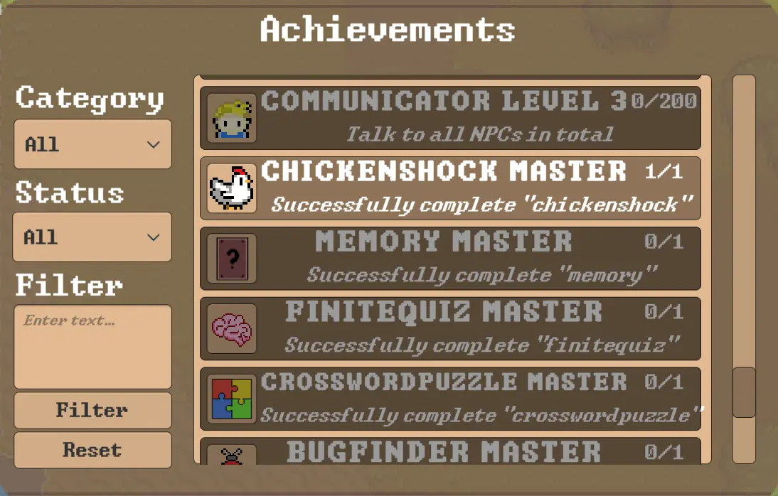 achievements table