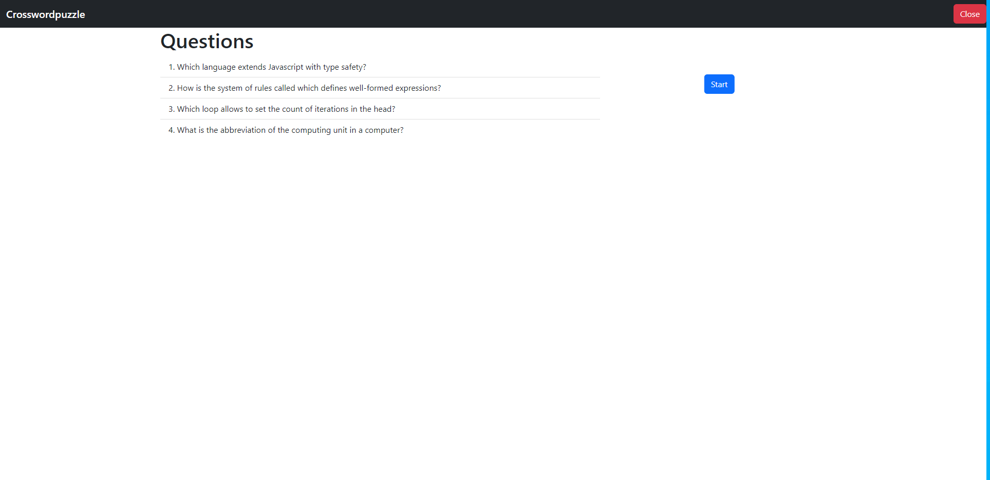 start menu screenshot